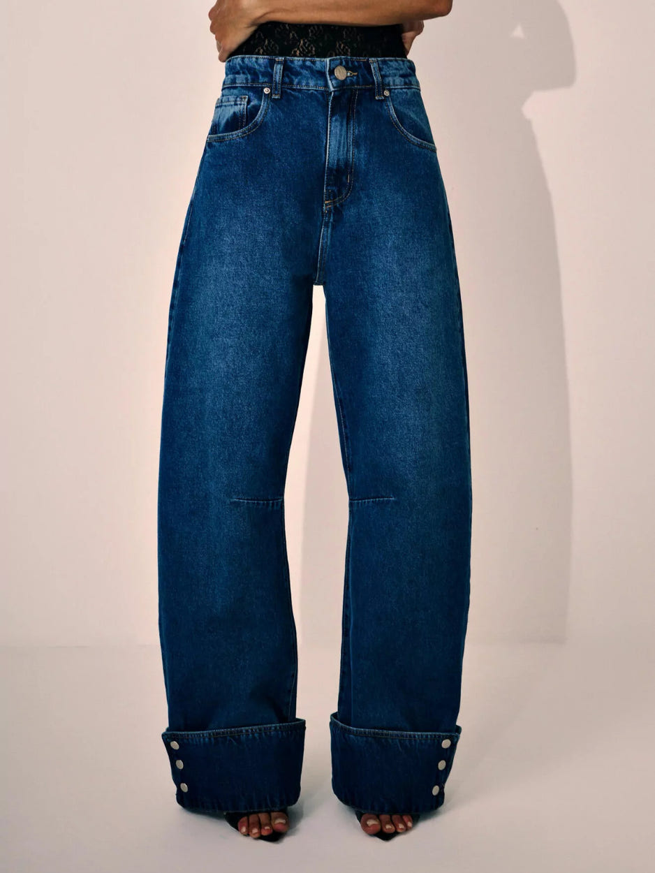Calça Barrel Botões