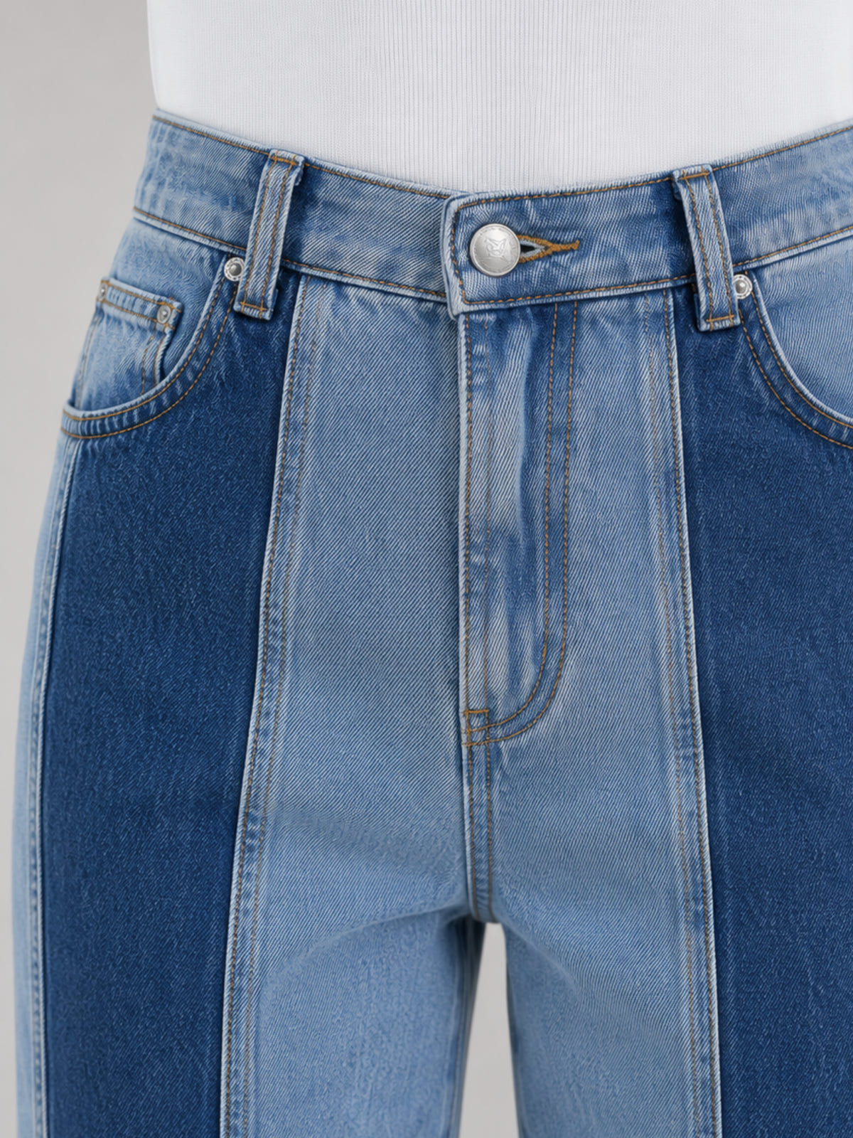 Calça Jeans Wide Bicolor