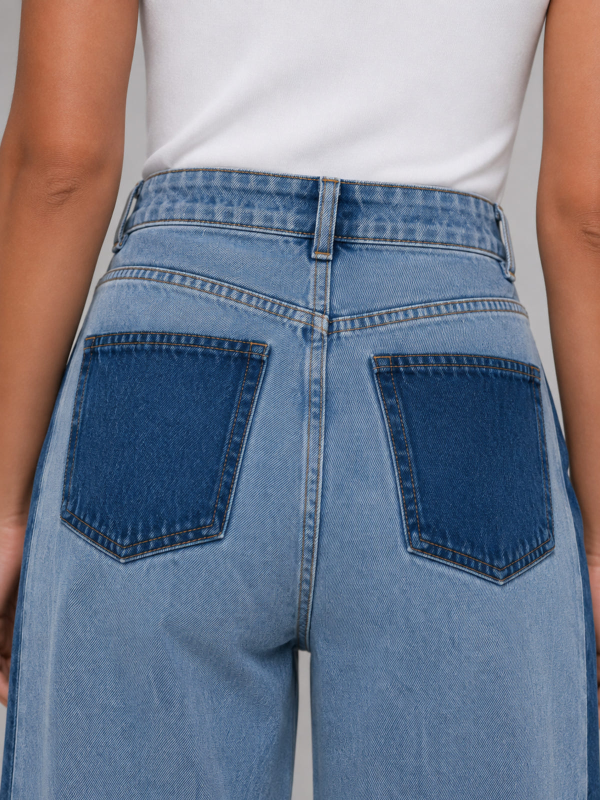 Calça Jeans Wide Bicolor