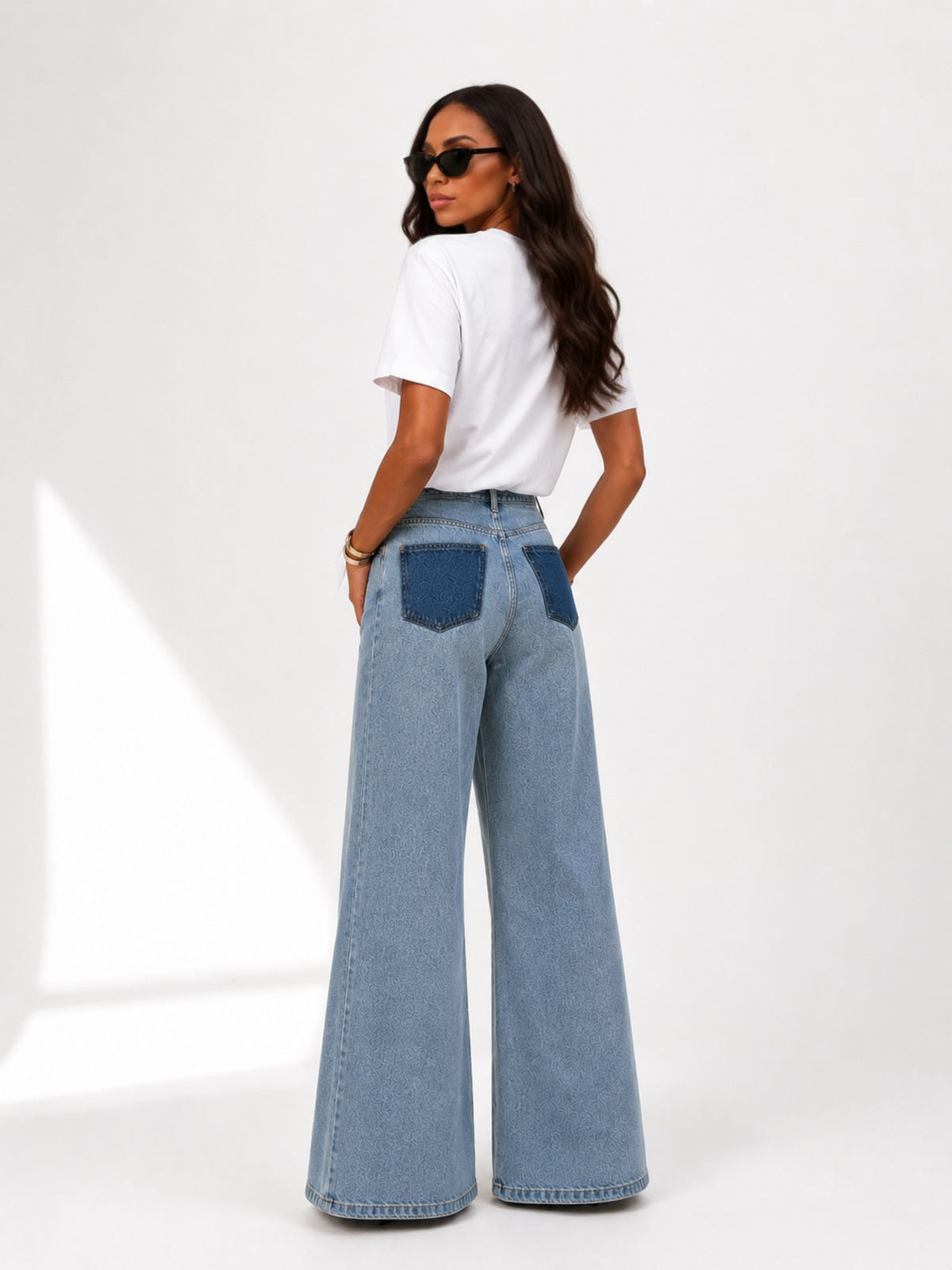 Calça Jeans Wide Bicolor