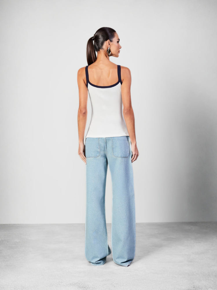 Calça Jeans Reta com Termocolante