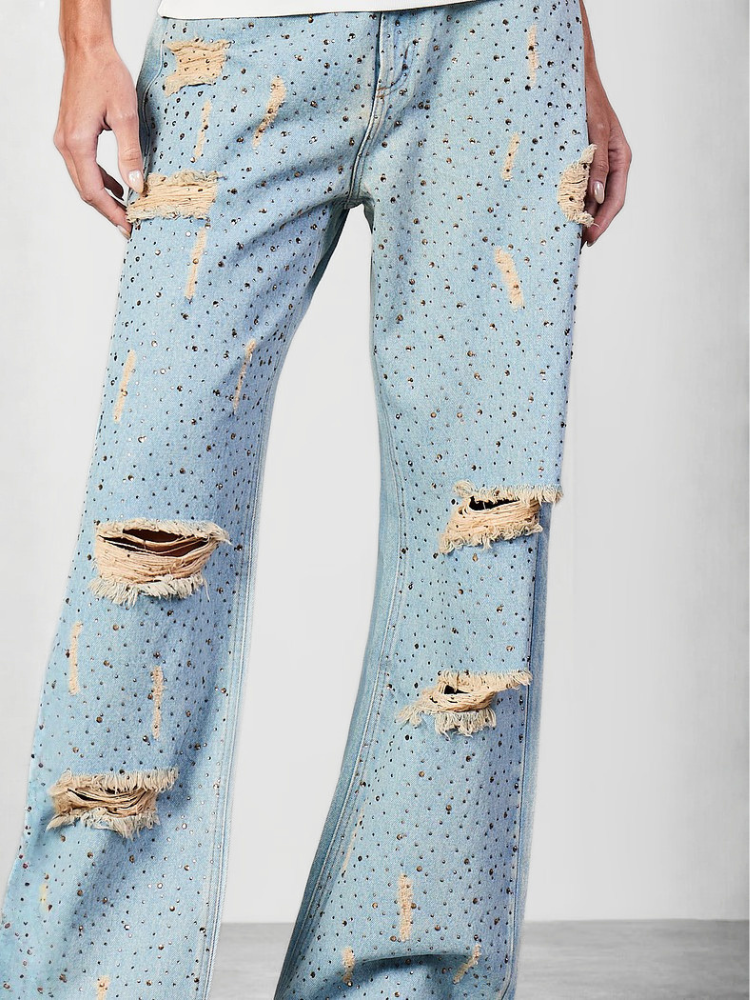 Calça Jeans Reta com Termocolante