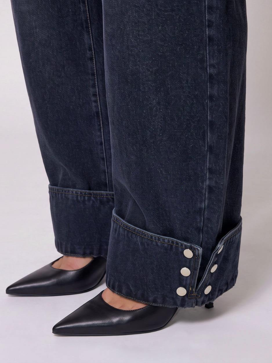 Calça Barrel Botões