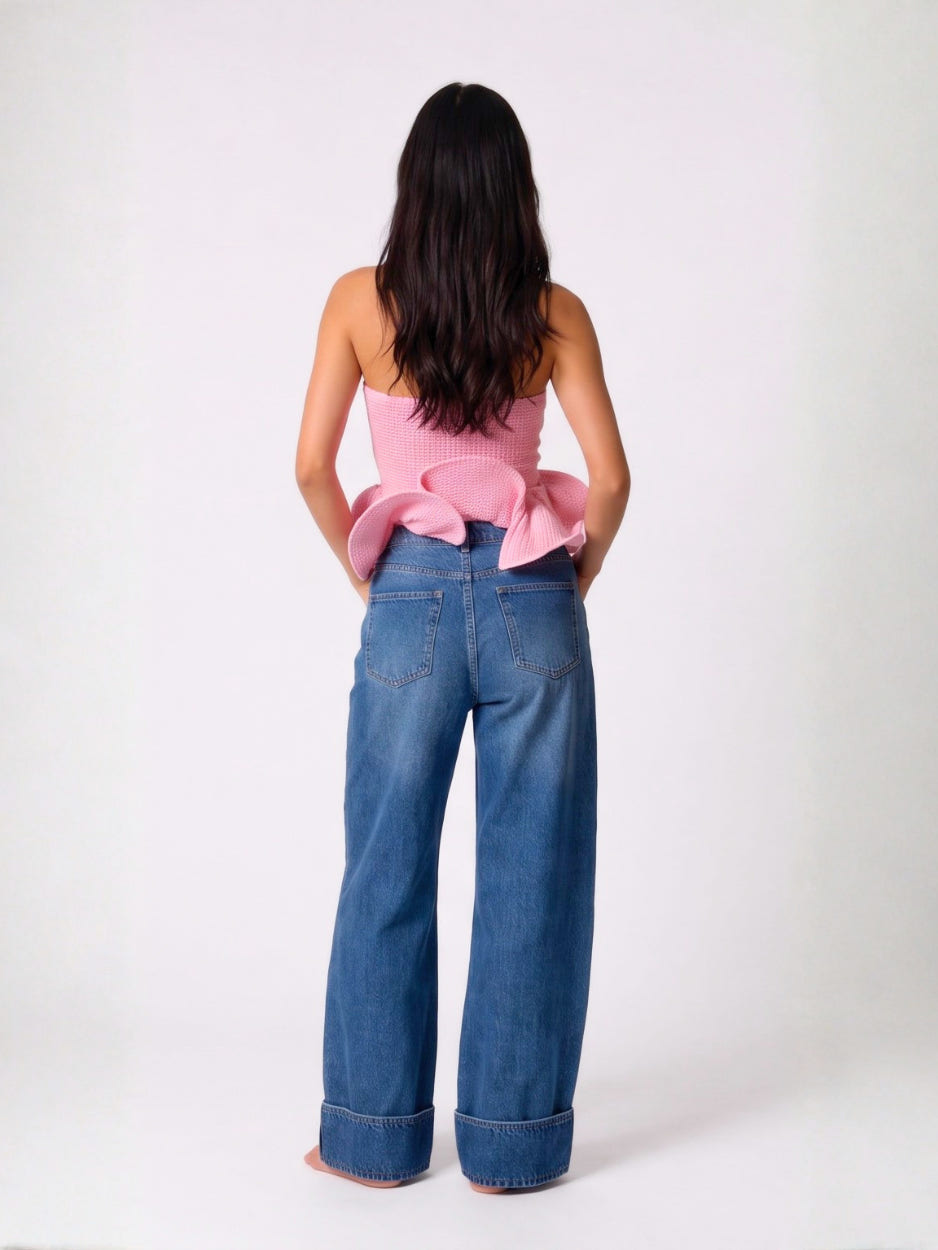 Calça Barrel Botões